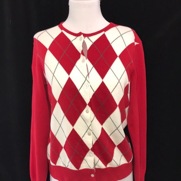 Lands' End Sweaters - Women’s EUC LAND’S END Argyle Cardigan Sweater Button Front Sz M (10-12)